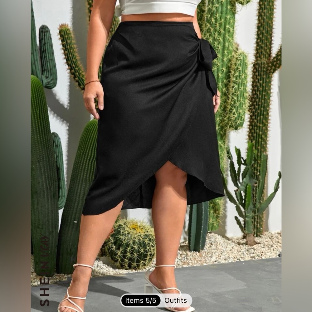 SHEIN Curve VCAY Wrap Knot Side Skirt, Size 14 (0XL)